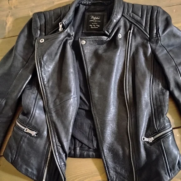 Zara Black Leather Moto Jacket - Picture 4 of 12